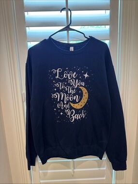 Jerzees Love You to the Moon & Back Graphic Sweatshirt Navy - Medium